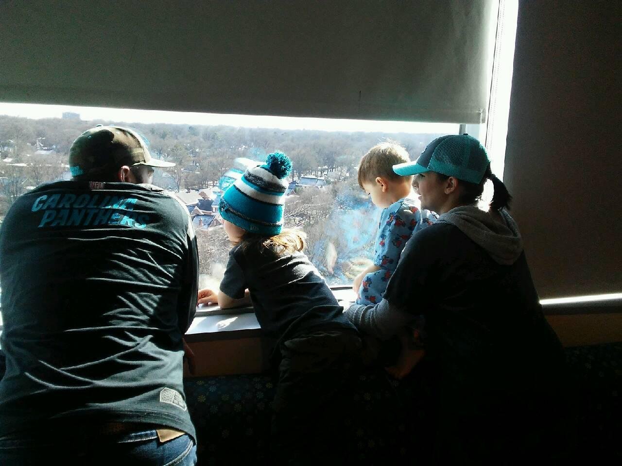 Little River with family looking out of window