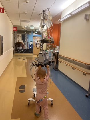 Nora in hospital walking