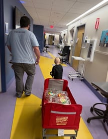 Gryffin with cookies in wagon