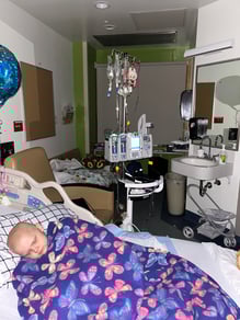 Jade asleep in hospital bed