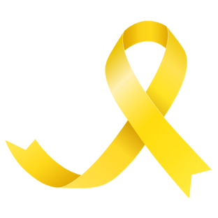 A yellow ribbon for Childhood Cancer Awareness Month