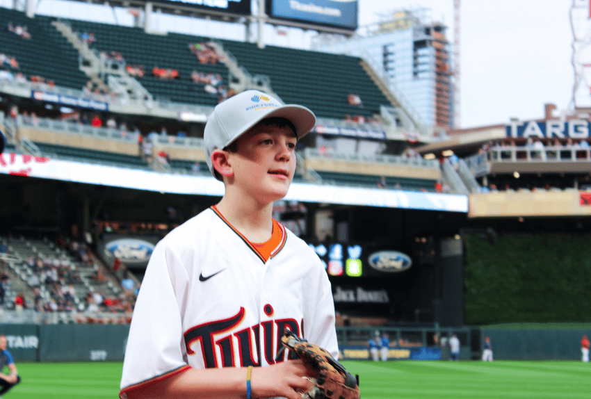 Alex Wenngatz, a Pinky Swear All-Star at a Pinky Swear Foundation Minnesota Twins game
