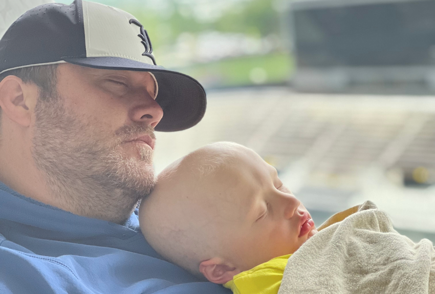 All-Star Beau and his dad at the University of Iowa children's hospital
