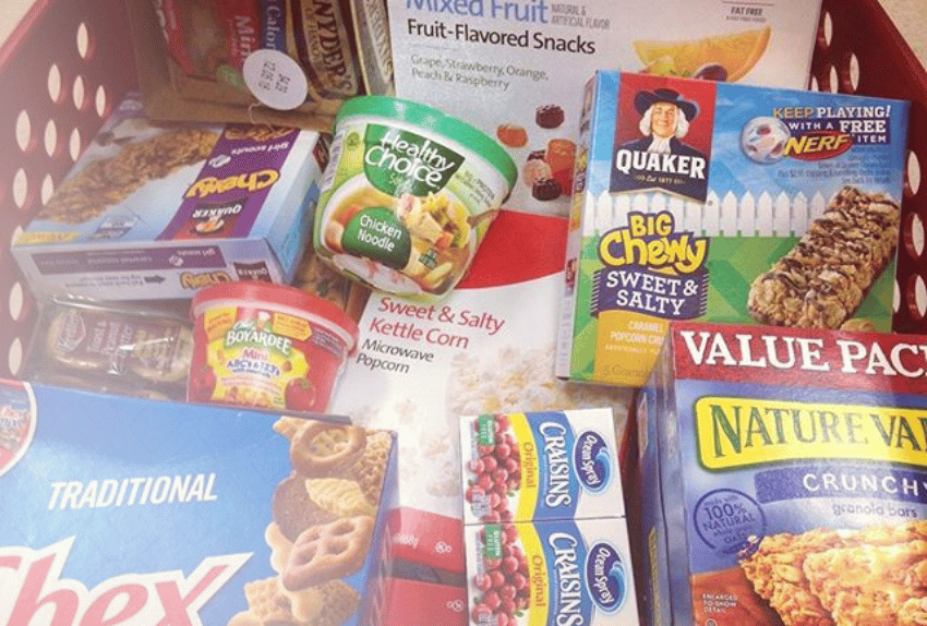 A photo of food in a cart at Target