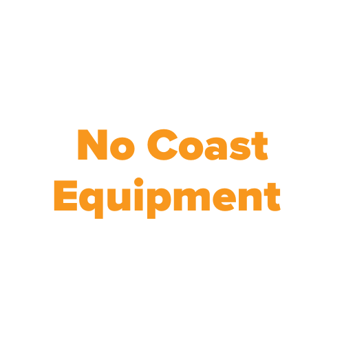 No Coast Equipment written in orange letters