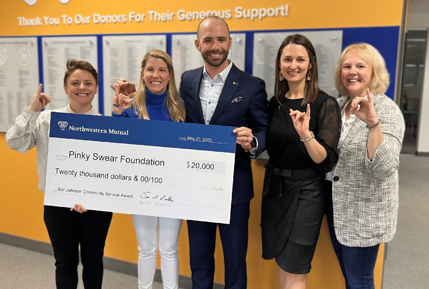 Northwestern Mutual supporting Pinky Swear Foundation with a check