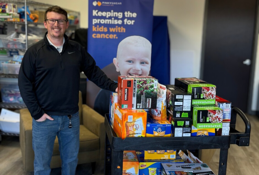 King Solutions with their donated food for Pinky Swear Pantries.