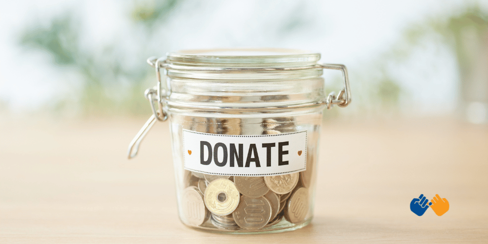 a photo of a donation jar as the featured image of a Pinky Swear blog about restricted vs non restricted donations